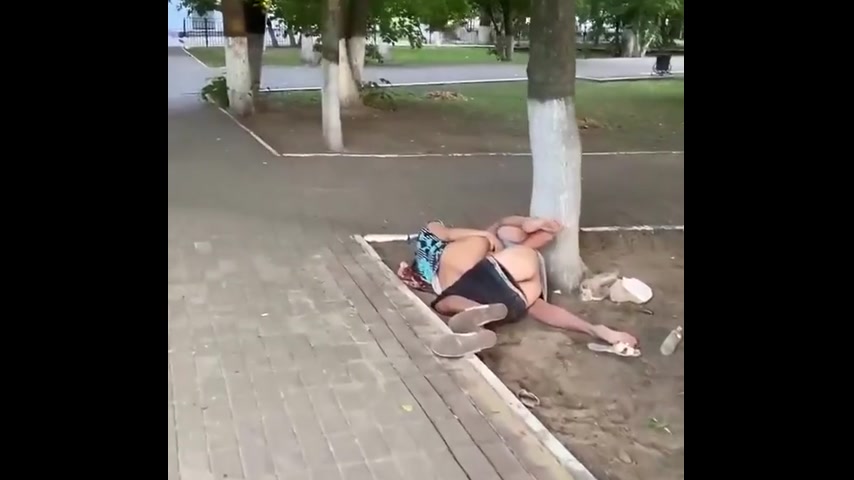 Пьяные трахаются в центре города в парке Пушкина ЖД